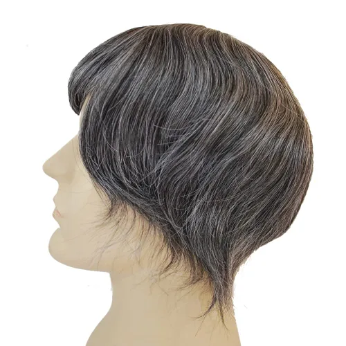 Miniatura 8 de Peluca de cabello humano natural para hombre, color negro, mezcla de gris, 1B10