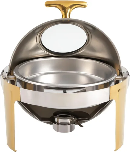 Miniatura 6 de Juego de bufé de platos de rozamiento enrollable de acero inoxidable de 6.3 cuartos de galón, con bandeja para alimentos y bandeja de agua