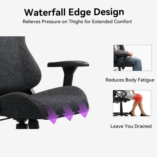 Miniatura 5 de Silla para juegos con reposabrazos ajustables 4D, reclinable de 170° y capacidad de 320 libras, silla ergonómica de computadora de respaldo alto