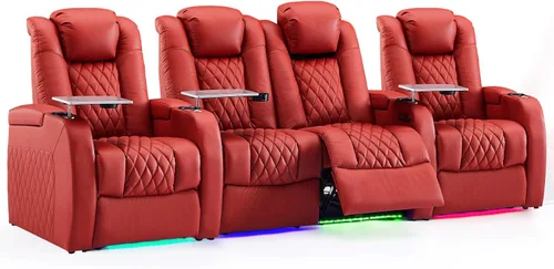 Miniatura 64 de Weilianda Asientos de Cine en Casa de Cuero de Grano Superior Silla Reclinable con Reposacabezas Eléctrico y Reclinación Asientos de Película Sofá