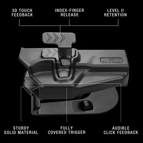Miniatura 4 de GUN & FLOWER Funda OWB para pistola Smith & Wesson SD9 VE y SD40 VE, funda de paleta de transporte para cintura exterior. Retención de nivel II