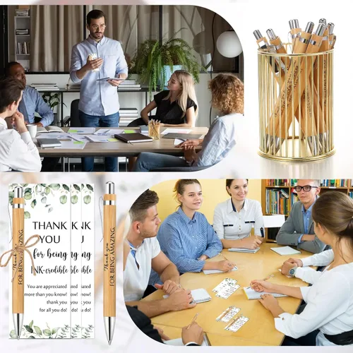 Miniatura 7 de Fulmoon Juego de 20 regalos de agradecimiento a los empleados, incluye bolígrafo de bambú de madera con texto en inglés "May You Be Proud