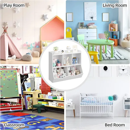 Miniatura 6 de GAOMON Estantería de juguetes y estantería para niños y niñas, estante múltiple con organizador de cubos para almacenamiento de libros y juguetes