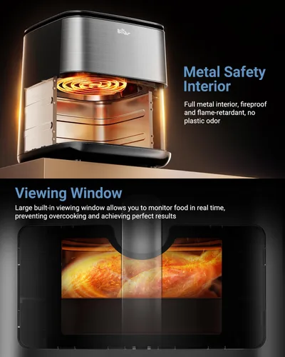 Miniatura 4 de Bear Freidora de aire de 6.3 cuartos de galón con pantalla táctil inteligente a color, tecnología Turbo Crisp 4D, ventana transparente y función