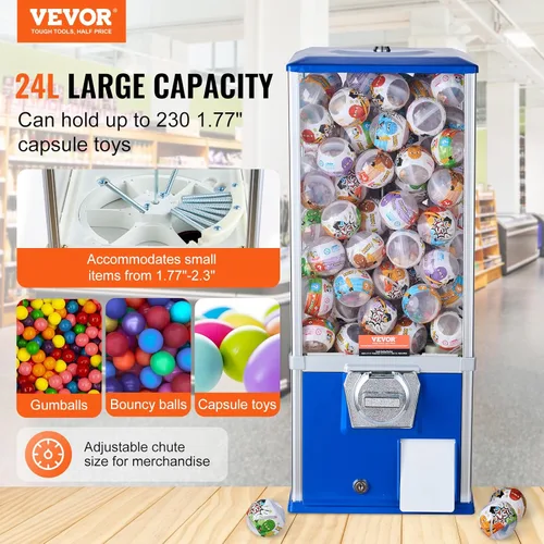 Miniatura 2 de VEVOR - Máquina de chicles para niños, máquina expendedora doméstica de 25" de altura, dispensador de bolas rebotadoras PS, sostiene 230 juguetes