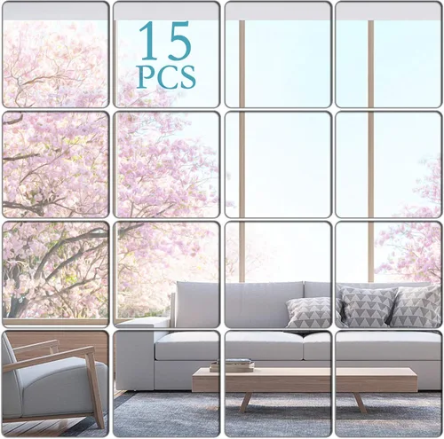 Miniatura 7 de Juego de 56 calcomanías de pared de espejo flexibles, acrílico extraíble, círculo, autoadhesivo, plástico para decoración del hogar (redondo)