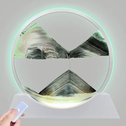 Miniatura 13 de Aoderun Arte de Arena en Movimiento de 7" con Movimiento Líquido con Luz, 3 Colores Cambiantes, Cuadro de Arte de Arena en Movimiento de Vidrio Verde