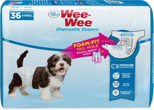 Miniatura 10 de Four Paws Wee-Wee - Pañales de entrenamiento para perros desechables y ajustables, superabsorbentes, protección a prueba de fugas para perros