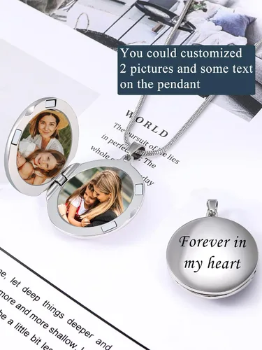 Miniatura 4 de Farfume Collar personalizado con 2 imágenes, hermoso colgante para mujereshombres