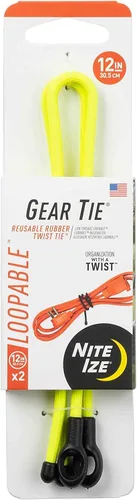 Miniatura 11 de Nite IZE Gear Tie Loopable, el original lazo de goma reutilizable con lazo integrado resistente, 12 pulgadas, negro, paquete de 2, fabricado