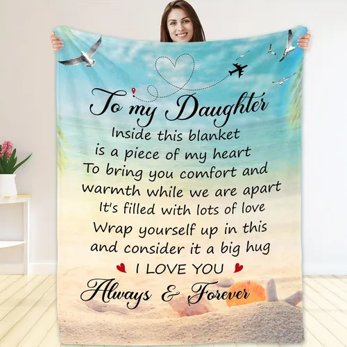 Miniatura 2 de Regalos para hija de mamá y papá – Manta con texto en inglés "To My Daughter", regalo pensado para el día de la madre, cumpleaños o graduación