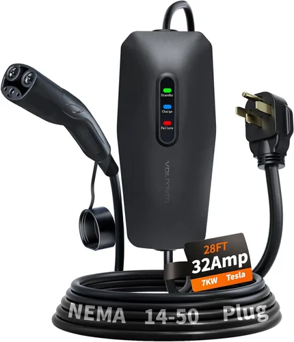 Miniatura 15 de Cargador de vehículo eléctrico de nivel 1/2, 16 amperios y 3.5 kW, cargador portátil con cable de 20 pies, estación de carga doméstica, con enchufe