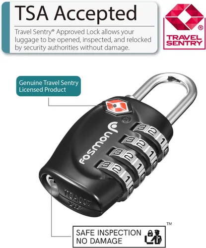 Miniatura 3 de Fosmon TSA Accepted Luggage Locks, 4 Pack, Resettable Multi-Use 4 Digit Combination Padlock, Zinc Alloy Shackle, Ideal for Travel Bag, Suitcase
