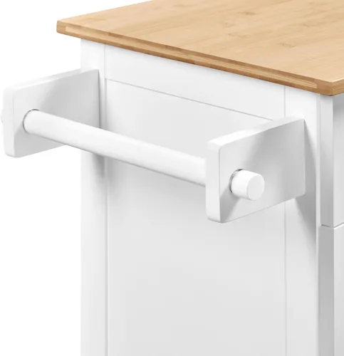 Miniatura 6 de Topeakmart Carrito de isla de cocina con armario de almacenamiento y 1 cajón, carrito de cocina rodante con toallero y estante para especias