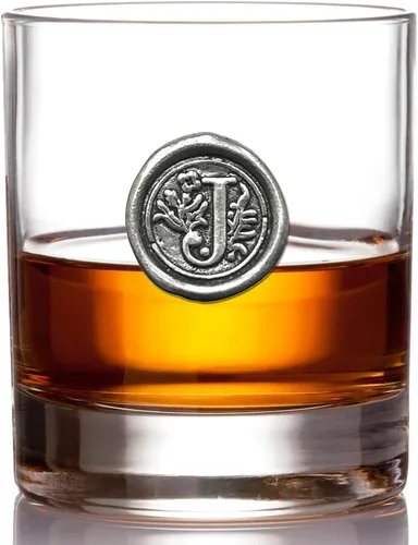 English Pewter Company Vaso de Whisky Old Fashioned Rocks de 11 onzas con Inicial de Monograma - Regalos Únicos para Hombres - Regalos