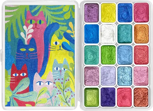 Miniatura 13 de CraftyManor Mini Juego de Pintura de Acuarela Cambiante de Silvicultura, 40 Pinturas de Acuarela Cambiantes de Color, Pinturas de Acuarela Metálicas