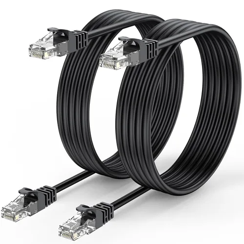 Miniatura 9 de Cable Ethernet Cat6 de 1 pie, paquete de 2 cables de conexión cortos de 1 pie (cable Cat 6, cable RJ45 de Internet, cable de red) 10 Gbps