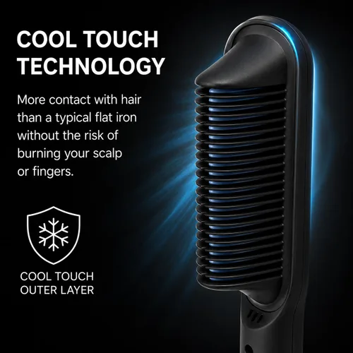 Miniatura 5 de GAMMA+ Cepillo de cerámica y turmalina para alisar el cabello con tecnología Cool Touch, antiencrespamiento, peinado rápido, cerdas frescas al