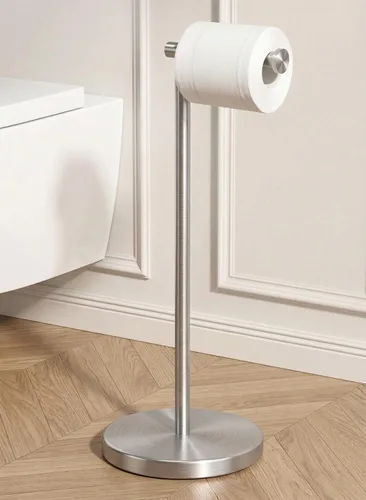 Miniatura 12 de KES Soporte de papel higiénico de 26 pulgadas de alto (versión más grande), soporte de rollo de papel higiénico independiente con base pesada
