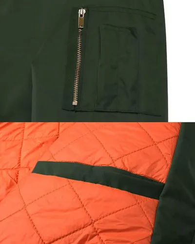 Miniatura 7 de KEFITEVD Chaqueta para hombre, estilo casual, resistente al viento, chaquetas de bombardero con cremallera completa, chaquetas de invierno