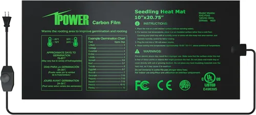 Miniatura 24 de iPower Tapete térmico de siembra de 10 x 20.75 pulgadas con película de carbono mejorada, almohadilla de inicio de germinación de plantas