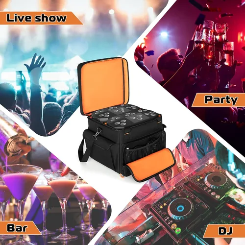 Miniatura 6 de LUXJA Bolsa acolchada para 2 luces de efecto o luces de cabeza móvil, bolsa de luz de efecto con divisor interior y bolsillos para accesorios