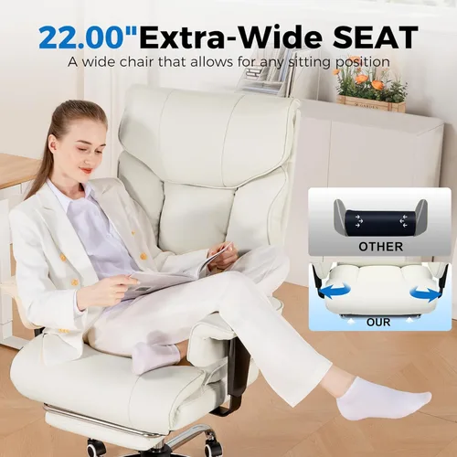 Miniatura 7 de GTPLAYER Silla de juegos grande y alta de 400 libras, silla de oficina resistente con reposapiés y cojín ergonómico de resorte de bolsillo, soporte