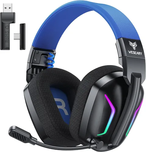 Miniatura 12 de WESEARY Auriculares inalámbricos para juegos para PS5, PS4, PC, Switch y Mac, latencia ultra baja de 20 ms, USB de 2.4 GHz y Bluetooth 5.4