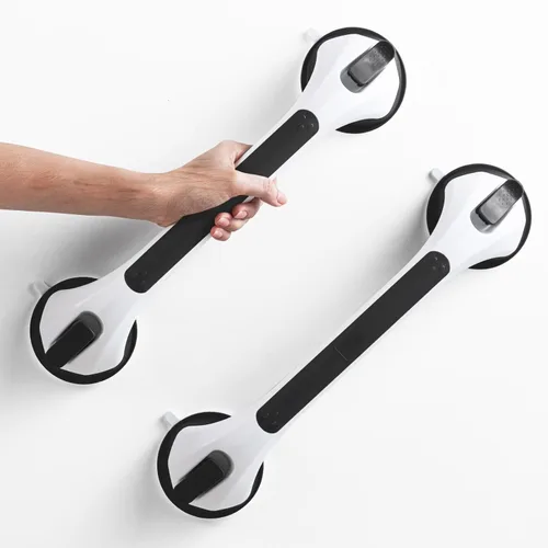 LEVERLOC Paquete de 2 barras de agarre para bañeras y duchas, asas de ducha con succión fáciles de instalar para baño, pasamanos extraíbles para