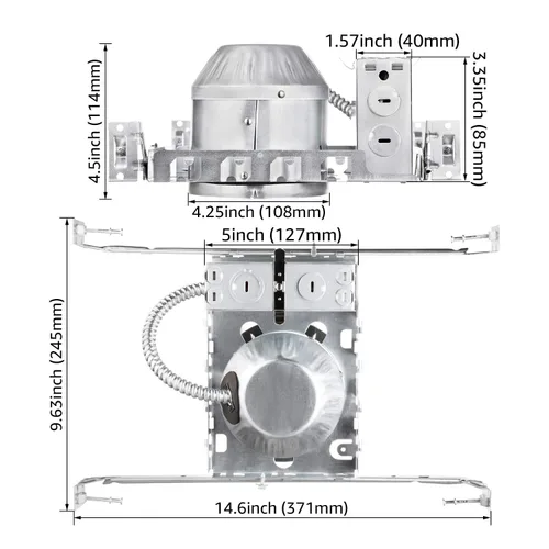 Miniatura 5 de TORCHSTAR Paquete de 8 carcasas de iluminación empotrables de construcción poco profunda de 4 pulgadas, con clasificación IC y hermética de techo