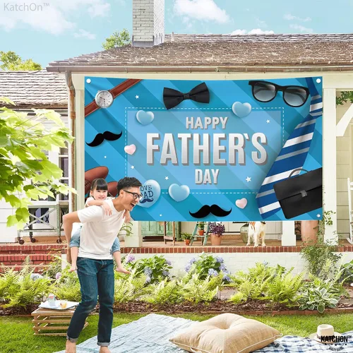 Miniatura 8 de KatchOn, Pancarta extragrande para el día del padre, 72 x 44 pulgadas, pancartas azules del día del padre, decoraciones del día del padre, Negro