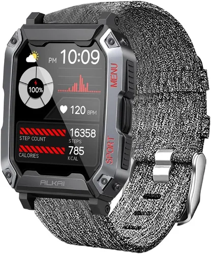 Miniatura 2 de Lamshaw Compatible con ALKAI N27 Smart Watch, correa de repuesto de tela tejida de nailon transpirable compatible con ALKAI N27 2.02 pulgadas Smart
