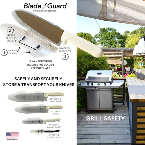 Miniatura 5 de Protector de hoja de cuchillo fabricado en Estados Unidos, almacenamiento y transporte seguros para cuchillos de cocina, protege los bordes en Gris