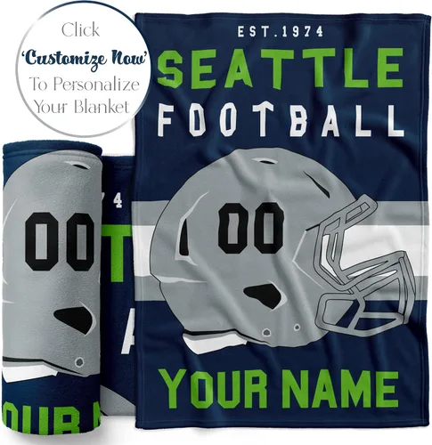 Miniatura 3 de Manta personalizada para fanáticos del fútbol americano – Se envía al día siguiente – Hecha en Estados Unidos – Manta de vellón personalizada