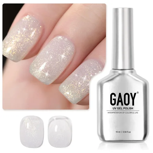 Miniatura 7 de GAOY Esmalte de uñas de gel brillante, 16ml de esmalte de gel con purpurina transparente, curado con luz UV para arte de uñas, bricolaje en casa
