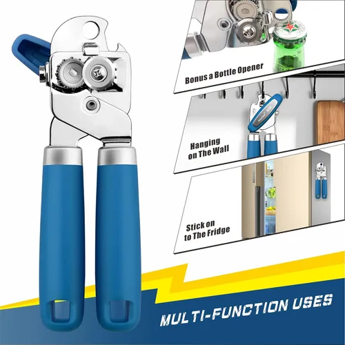 Miniatura 5 de PrinChef Abrelatas manual, abridor de botellas de lata con imán, sin problemas, elevación de la tapa, abrelatas de mano borde liso con hoja afilada