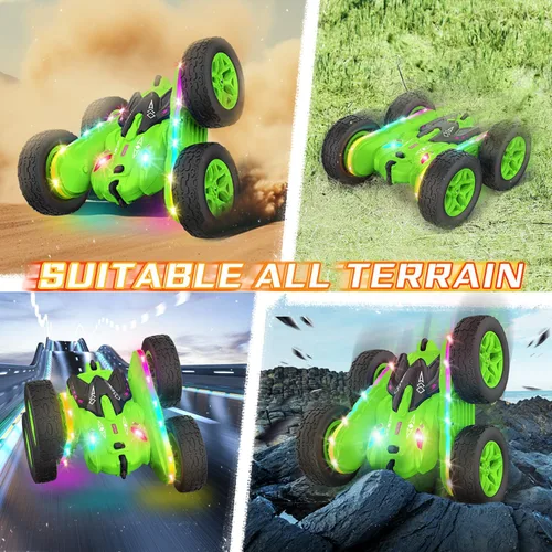 Miniatura 4 de Terucle Coche de Control Remoto, Coches RC Acrobacias Juguetes de Coche RC con Luces LED Mejoradas y Faros Juguetes para Niños Doble Lado Rotación