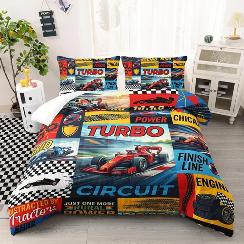 Miniatura 11 de AILONEN Juego de edredón de camión tamaño individual, juego de ropa de cama con temática de camión monstruo 3D sobre fondo azul, para niños y niñas