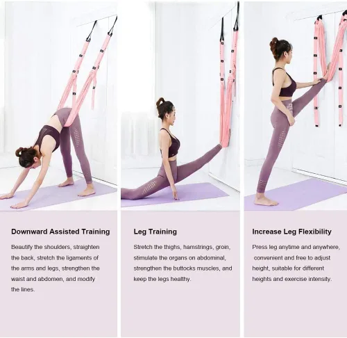 Miniatura 4 de Correa de estiramiento de yoga, fitness, estirador de piernas ajustable, entrenador de asistencia para flexión de espalda, mejora la flexibilidad