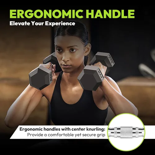 Miniatura 3 de HANDBODE Juego de 2 mancuernas hexagonales de 2.5 a 65 libras con revestimiento de goma, mancuernas para ejercicio y fitness, peso de mano