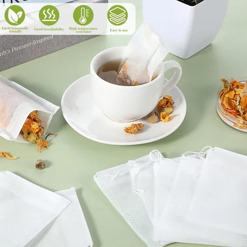 Miniatura 4 de SHENLIU 2400 bolsas de té desechables a granel para té de hojas sueltas, cordón, bolsas de café vacías, filtro infusor, bolsas de té vacías