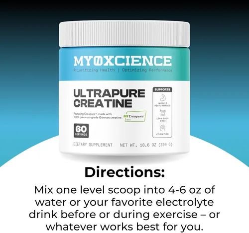 Miniatura 7 de MYOXCIENCE Creapure® Monohidrato de creatina Respalda la fuerza y la masa muscular, la cognición y la masa corporal magra Sin sabor 60 porciones