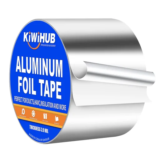 Cinta de papel de aluminio, 3 pulgadas x 65 pies (3.9 mil), cinta HVAC resistente, cintas metálicas adhesivas aislantes para conductos, tubos de