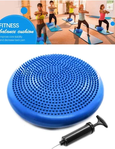 Miniatura 2 de Cojín de estabilidad inflado, cojín de asiento de equilibrio de yoga para aliviar el dolor, recuperación del suelo pélvico, entrenamiento de Azul