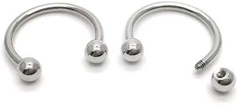 Miniatura 3 de 2 aretes de acero inoxidable con bisagras para hombres y mujeres, con cierre de rosca