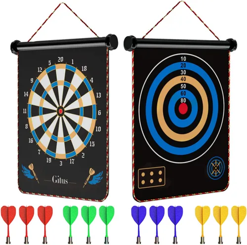 Gitus - Tablero magnético de dardos para interiores y exteriores para niños con 12 dardos, regalos para adolescentes, ideas de regalos para niños de