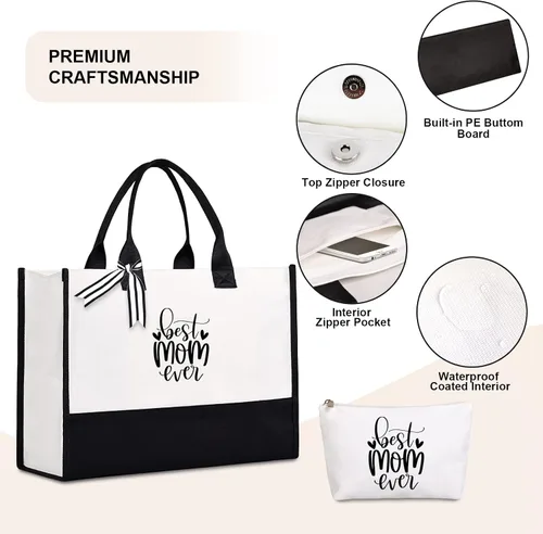 Miniatura 3 de Lamyba Bolsa de mano para novia con bolsa de maquillaje, regalos para compromisodespedida de solterafiesta de boda en blanco y negro