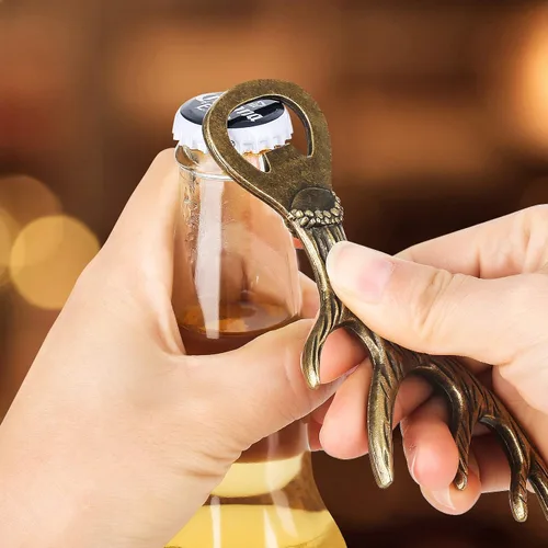 Miniatura 3 de LKKCHER Abridor de botellas de cerveza con cuernos de ciervo, regalos para mujeres, hombres, esposa, marido, novia, novio, mamá, papá, nuevo hogar