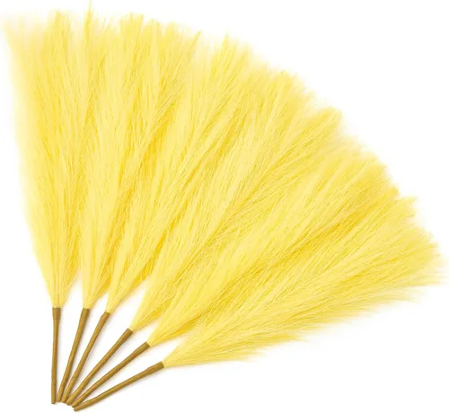 Miniatura 16 de Serwalin 12 piezas de hierba de Pampas rosa, decoración de hierba de Pampas falsa rosa de 17.7 pulgadas, hierba de Pampas artificial corta rosa Un