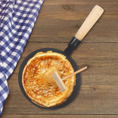 Miniatura 9 de VOSAREA Juego de sartenes antiadherentes, sartén plana de hierro fundido Dosa - Plancha con esparcidor y mango de madera para panqueques, roti